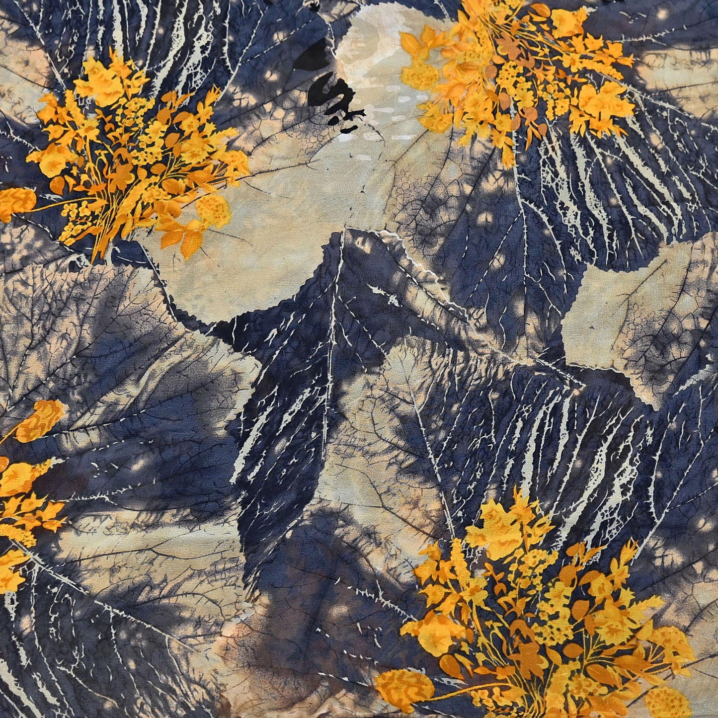 Women Vintage Sari Gray & Beige Pure Georgette Silk Printed Saree Craft Fabric Sewing 5Yard Soft Light Dress Making  Dress making Crafting