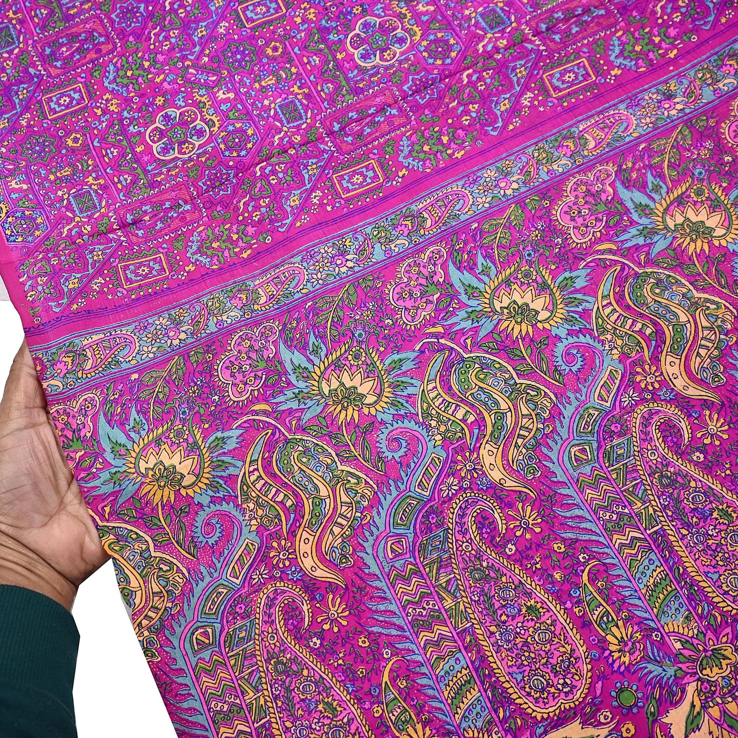 Indian Vintage Sari Magenta 100% Pure Silk Printed Saree Craft Fabric 5yd Sewing Dress Making Soft Wrap Quilting Crafting Upcycle