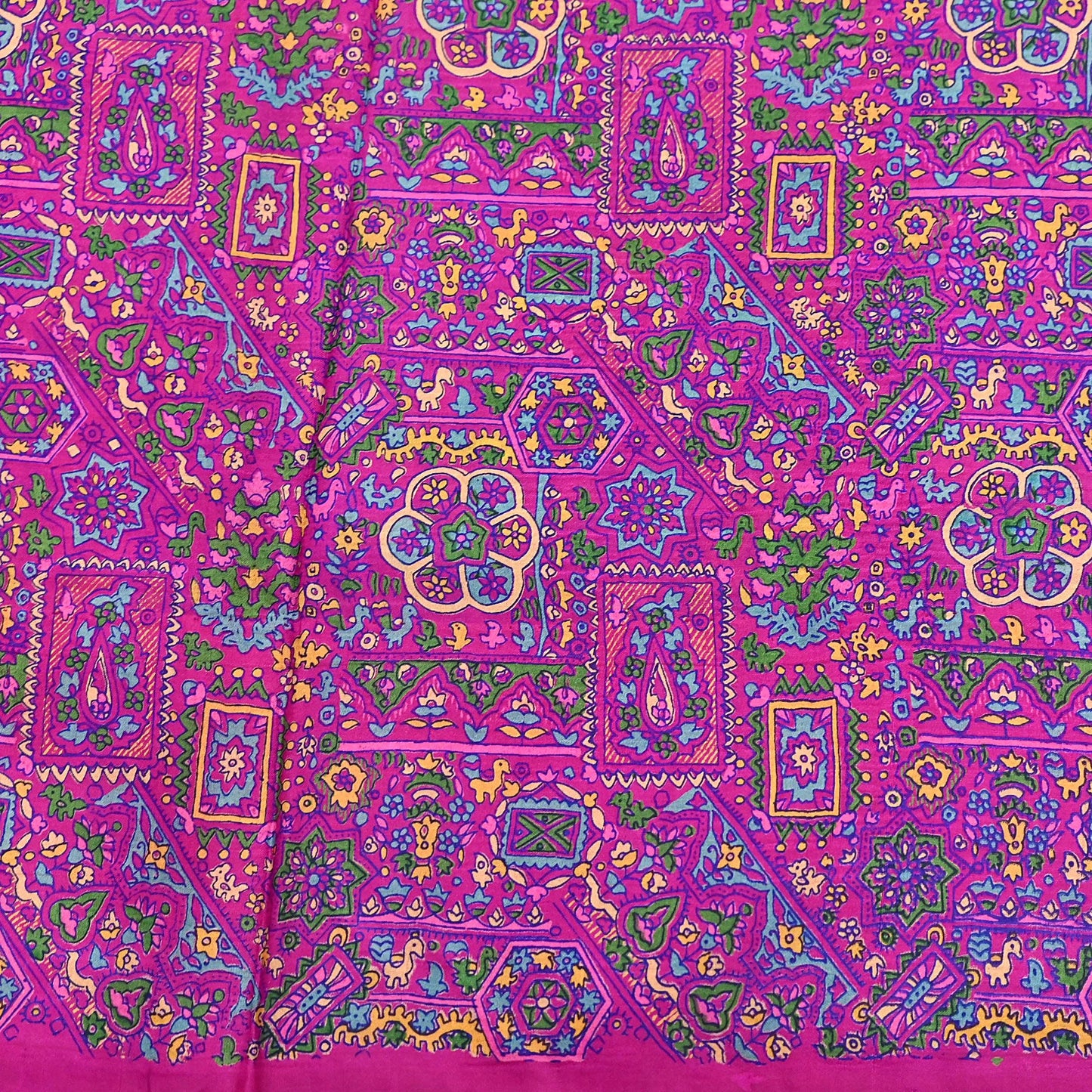 Indian Vintage Sari Magenta 100% Pure Silk Printed Saree Craft Fabric 5yd Sewing Dress Making Soft Wrap Quilting Crafting Upcycle