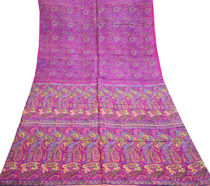 Indian Vintage Sari Magenta 100% Pure Silk Printed Saree Craft Fabric 5yd Sewing Dress Making Soft Wrap Quilting Crafting Upcycle