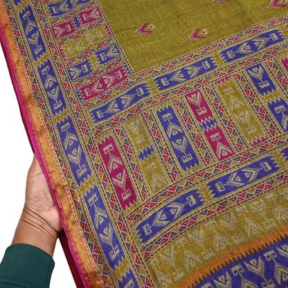 Indian Vintage Sari Green Printed Pure Cotton Sarees Craft Fabric Soft 5Yd Sewing Sarong Wrap Boho Floral Dress making Quilting Zari Border