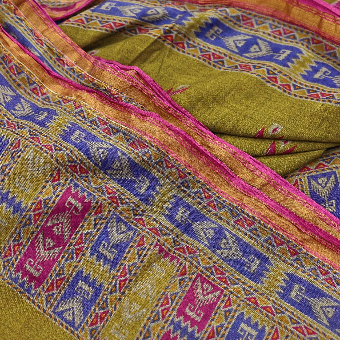 Indian Vintage Sari Green Printed Pure Cotton Sarees Craft Fabric Soft 5Yd Sewing Sarong Wrap Boho Floral Dress making Quilting Zari Border