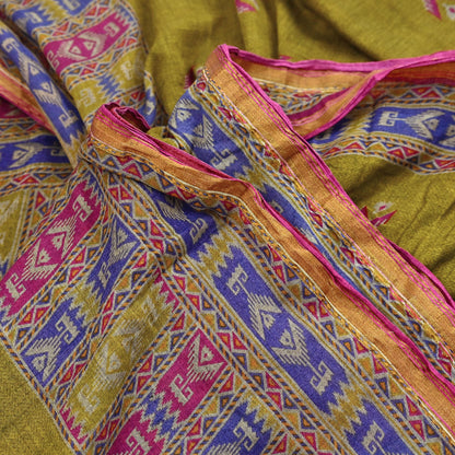 Indian Vintage Sari Green Printed Pure Cotton Sarees Craft Fabric Soft 5Yd Sewing Sarong Wrap Boho Floral Dress making Quilting Zari Border