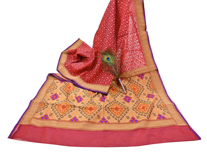Indian Vintage Sarees Red Pure Organza Silk Hand Woven Sari 5yd Ethnic Floral Craft Fabric Dress making Upcycle Crafting Quilting Zari