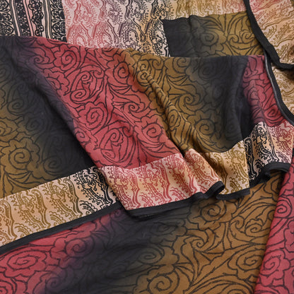 Indian Vintage Sari Multi Pure Crepe Silk Printed Saree 5yard Sewing Floral Soft Craft Fabric Wrap Crafting Quilting Upcycle