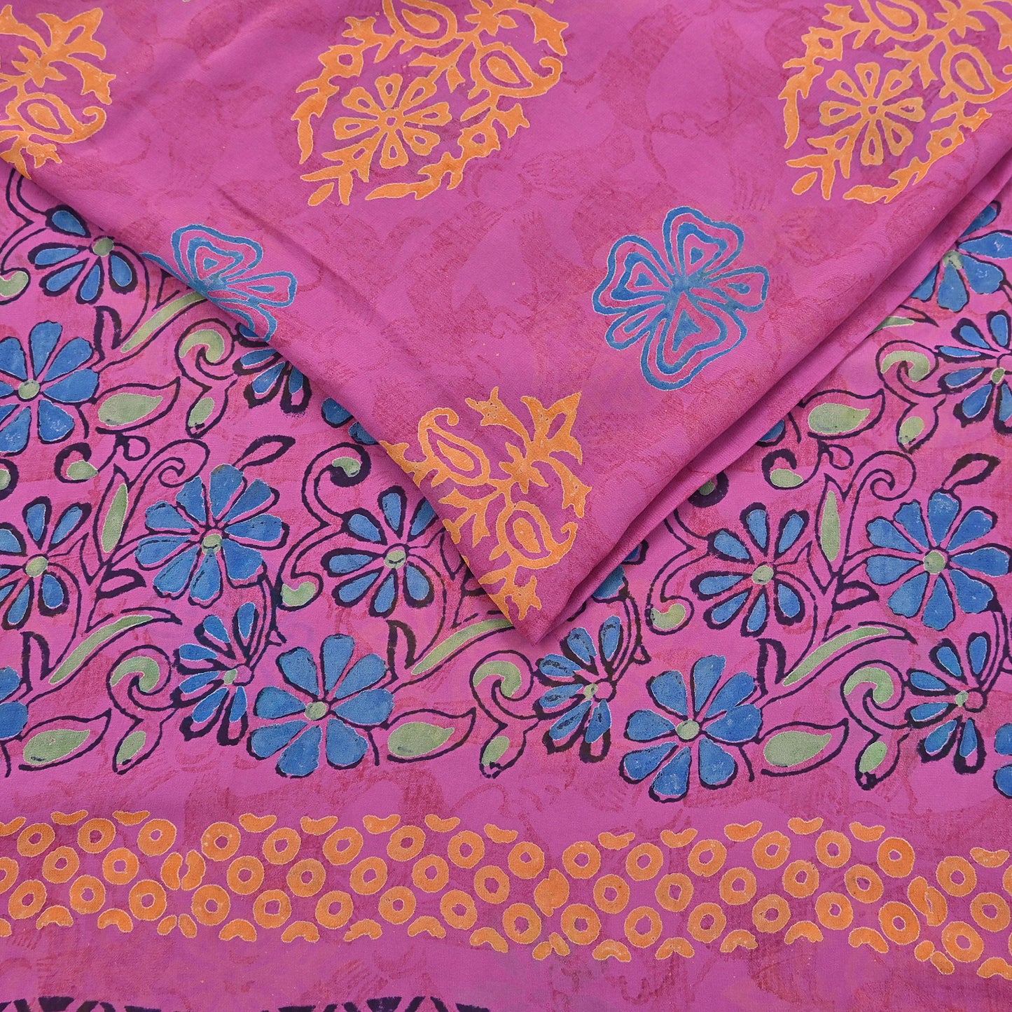 Indian Vintage Sari Pink Pure Georgette Silk Printed Saree Craft Fabric Sewing 5Yd Soft Light Dress Making Crafting Quilting Upcycle