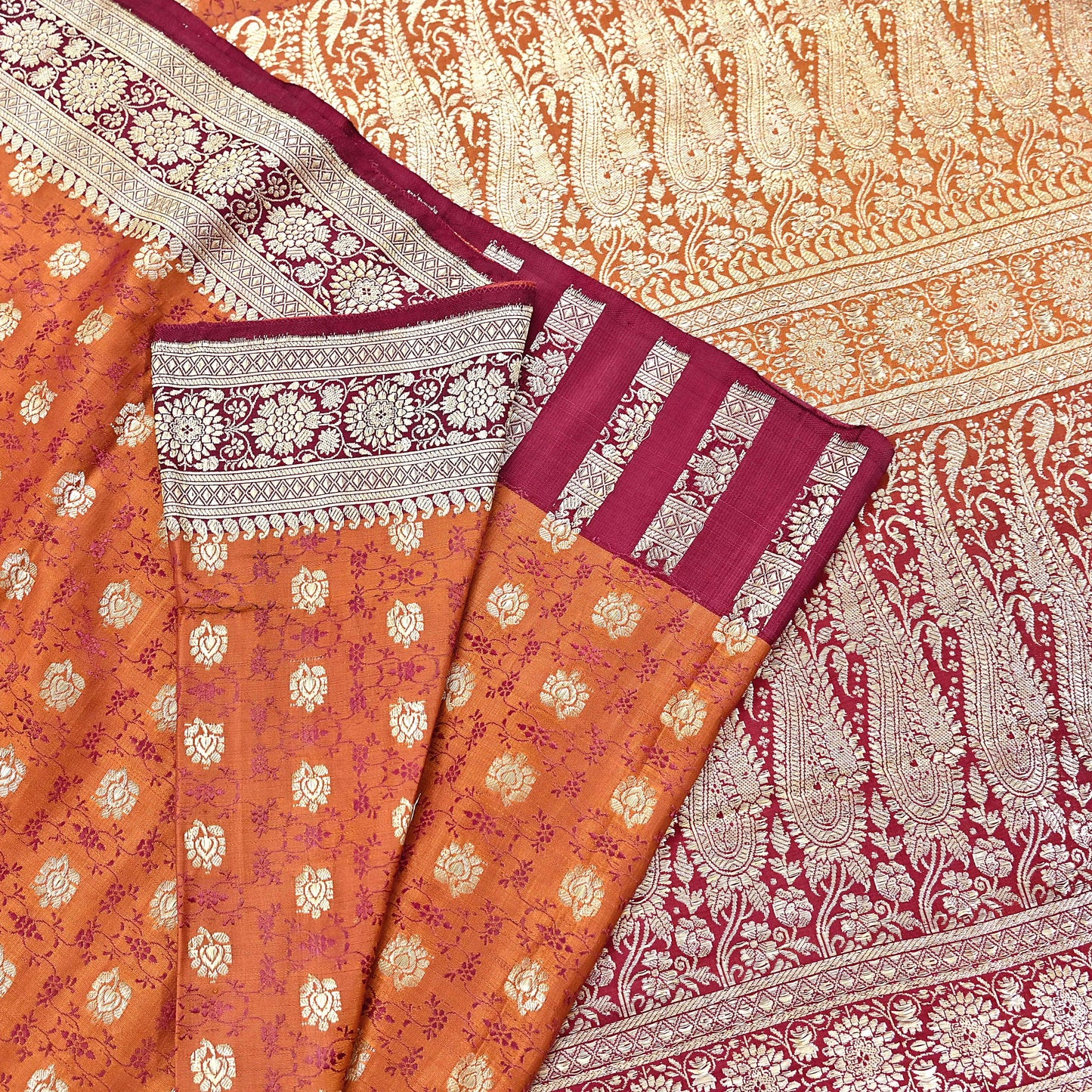 Indian Vintage Sari Maroon Heavy Pure Satin Silk Woven Banarasi Brocade Sarees Zari 5Yd Dress making Crafting Quilting