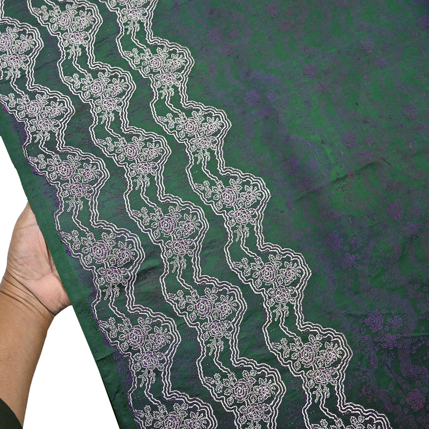 Indian Vintage Bottle Green Heavy Wedding Saree Pure Satin Silk Woven Banarasi Brocade Sari Craft Fabric Zari 5Yd Dress Making Crafting used