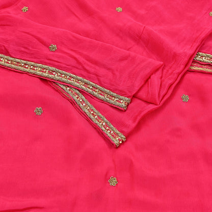 Indian Women Vintage Heavy Pink Dupatta Pure silk Long Stole Hand Embroidered Hijab Scarves Veil Wrap Zardozi Dabka