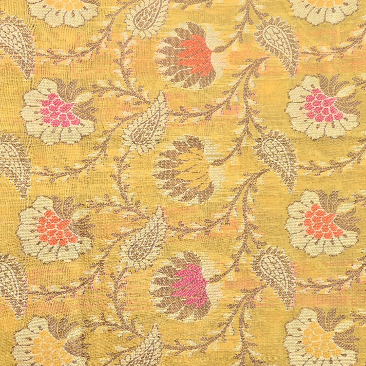 Indian Vintage Yellow Dupatta Long Stole Artificial Silk hand Woven Scarves Veil Scarf Wrap Hippie Boho Soft Floral Fringes