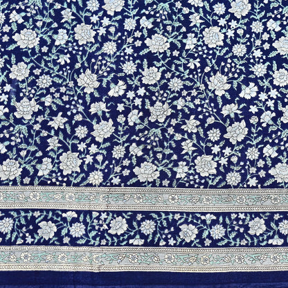 Indian Vintage Sari Blue 100% Pure Silk Printed Saree Craft Fabric 6yd Sewing Dress Making Soft Wrap Quilting Crafting Upcycle