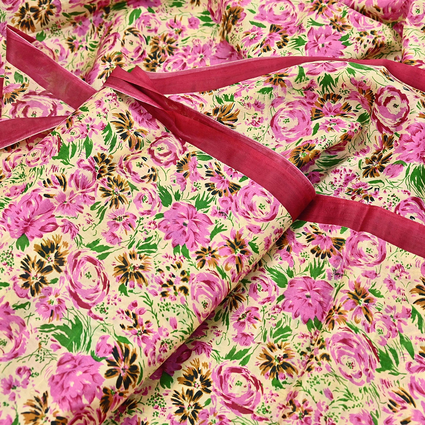 Indian Vintage Sari yellow & red 100% Pure Silk Printed Sarees 6yd Craft Fabric Sewing Soft Dress Making Floral Quilting Crafting Upcycle