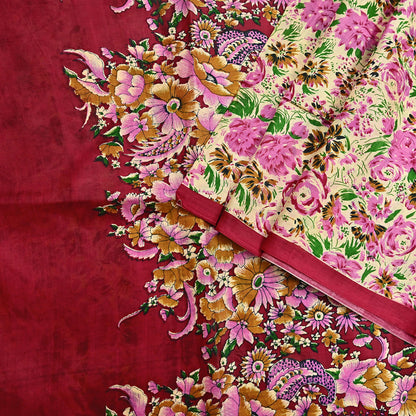 Indian Vintage Sari yellow & red 100% Pure Silk Printed Sarees 6yd Craft Fabric Sewing Soft Dress Making Floral Quilting Crafting Upcycle