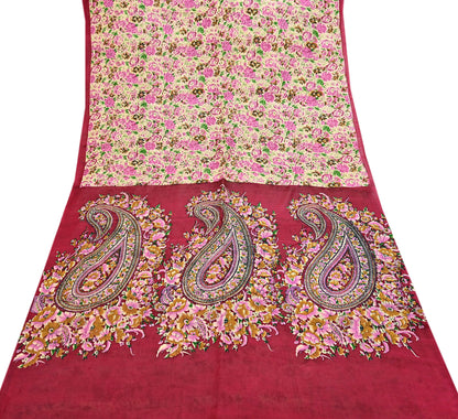 Indian Vintage Sari yellow & red 100% Pure Silk Printed Sarees 6yd Craft Fabric Sewing Soft Dress Making Floral Quilting Crafting Upcycle