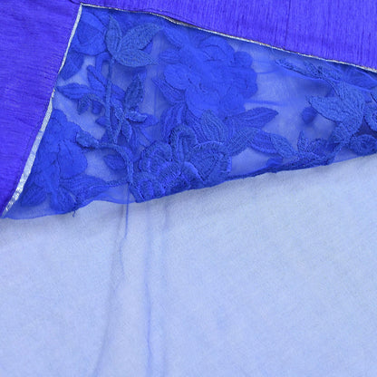 Indian Vintage Heavy Sari Royal Blue Net/Mesh Hand Embroidered Sarees Craft Fabric 6Yd Sewing Soft Zardozi Wedding sarees
