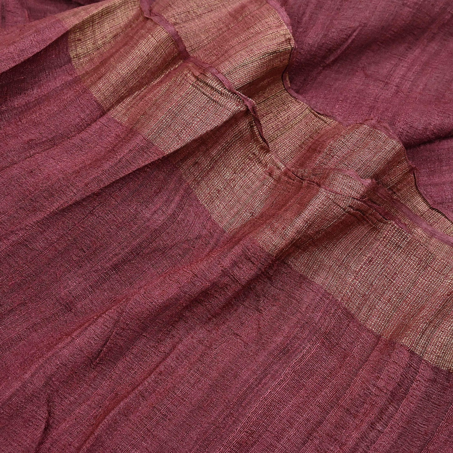 Indian Vintage Heavy Sari Maroon Pure Khadi Silk Handloom Saree Craft Fabric 6yd Ethnic Wear Dress making For Crafting Quilting