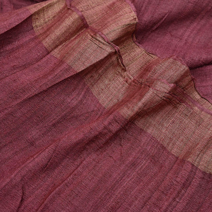 Indian Vintage Heavy Sari Maroon Pure Khadi Silk Handloom Saree Craft Fabric 6yd Ethnic Wear Dress making For Crafting Quilting