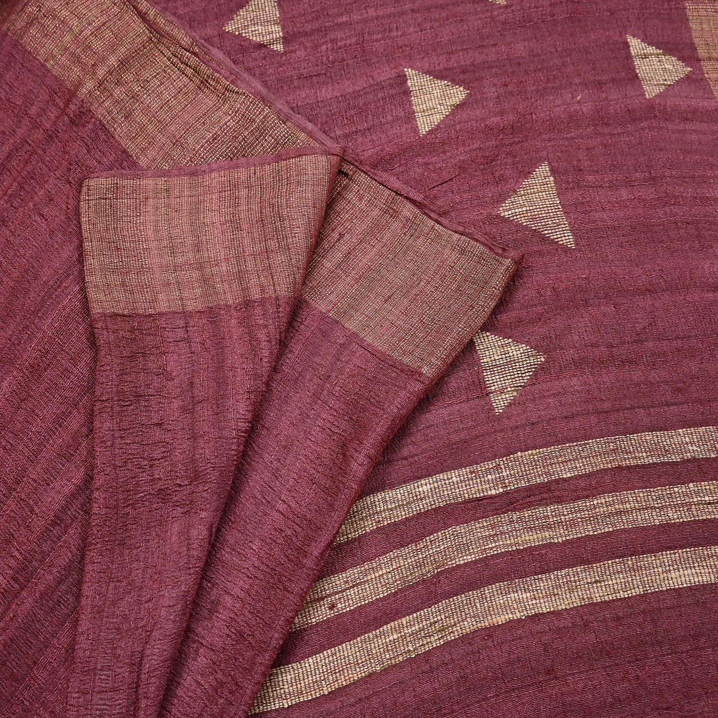 Indian Vintage Heavy Sari Maroon Pure Khadi Silk Handloom Saree Craft Fabric 6yd Ethnic Wear Dress making For Crafting Quilting