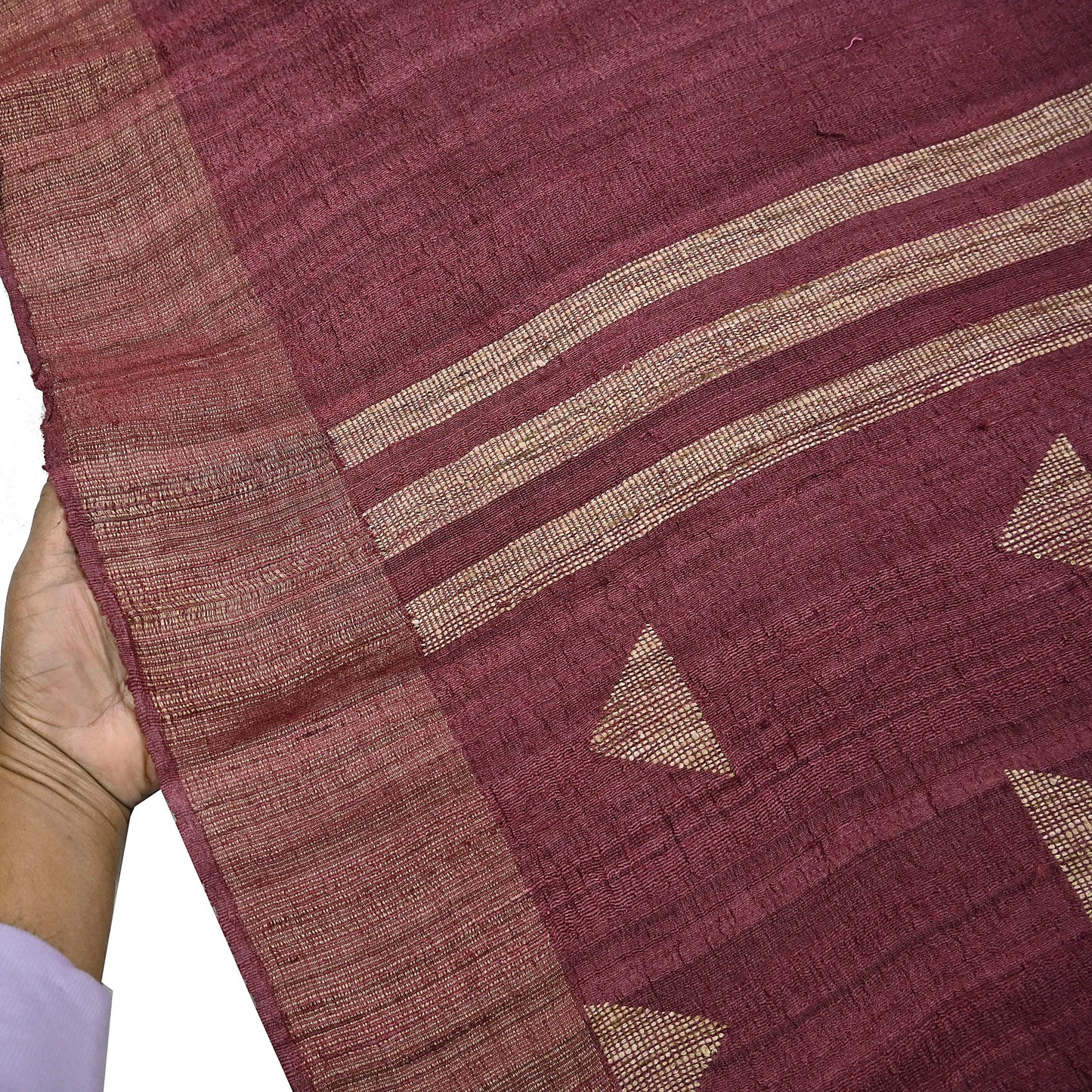 Indian Vintage Heavy Sari Maroon Pure Khadi Silk Handloom Saree Craft Fabric 6yd Ethnic Wear Dress making For Crafting Quilting