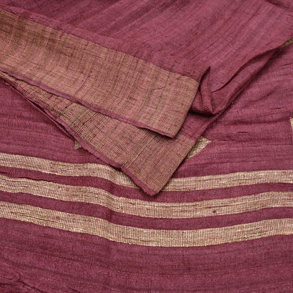 Indian Vintage Heavy Sari Maroon Pure Khadi Silk Handloom Saree Craft Fabric 6yd Ethnic Wear Dress making For Crafting Quilting