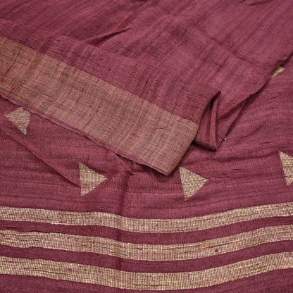 Indian Vintage Heavy Sari Maroon Pure Khadi Silk Handloom Saree Craft Fabric 6yd Ethnic Wear Dress making For Crafting Quilting