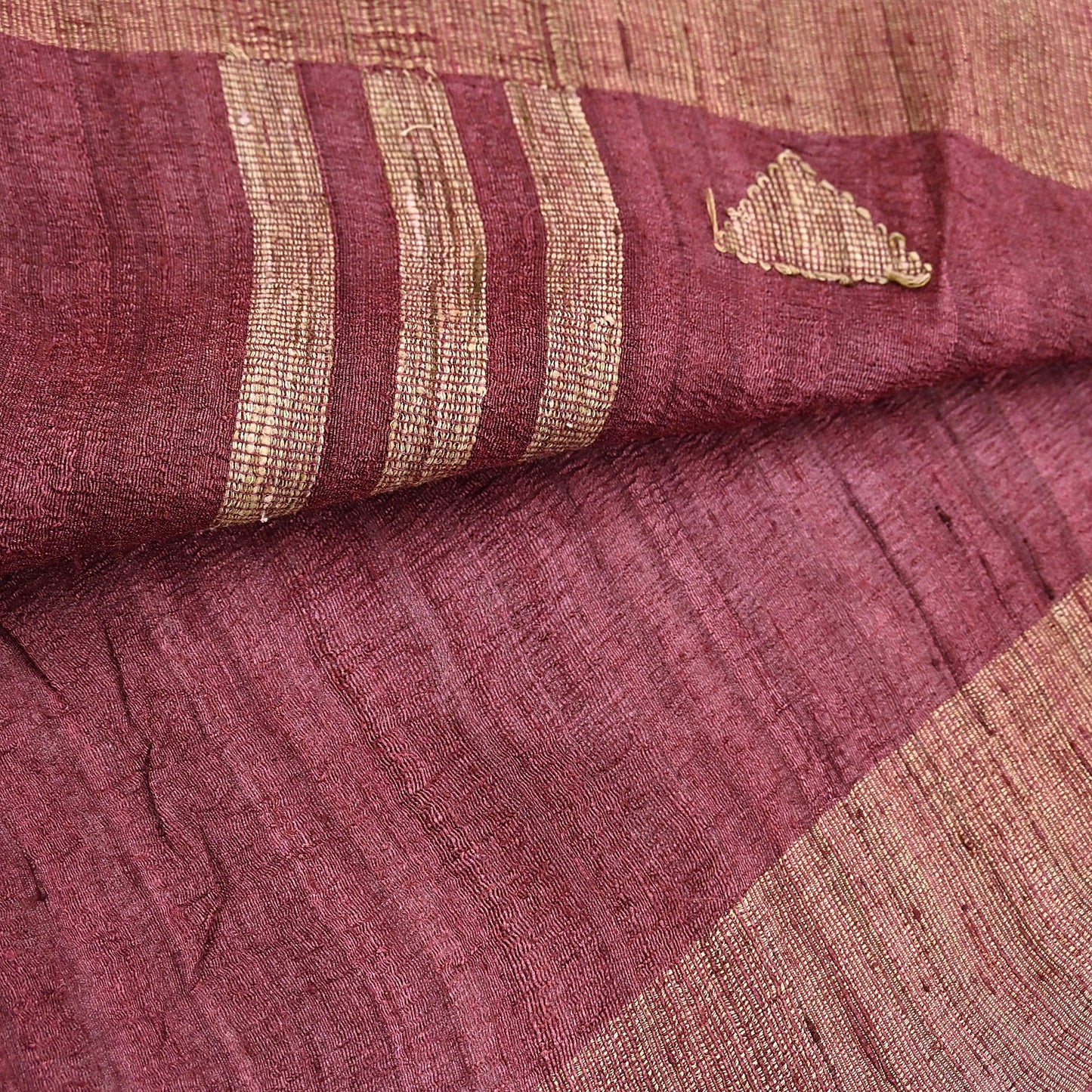 Indian Vintage Heavy Sari Maroon Pure Khadi Silk Handloom Saree Craft Fabric 6yd Ethnic Wear Dress making For Crafting Quilting