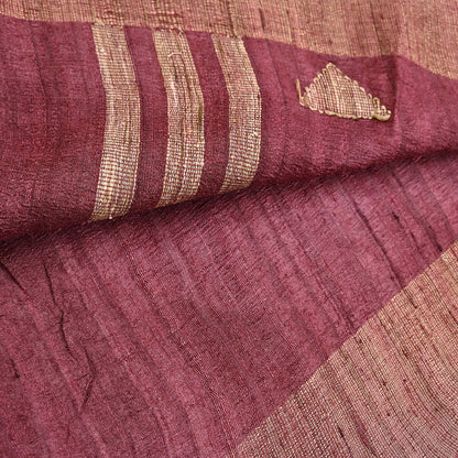 Indian Vintage Heavy Sari Maroon Pure Khadi Silk Handloom Saree Craft Fabric 6yd Ethnic Wear Dress making For Crafting Quilting
