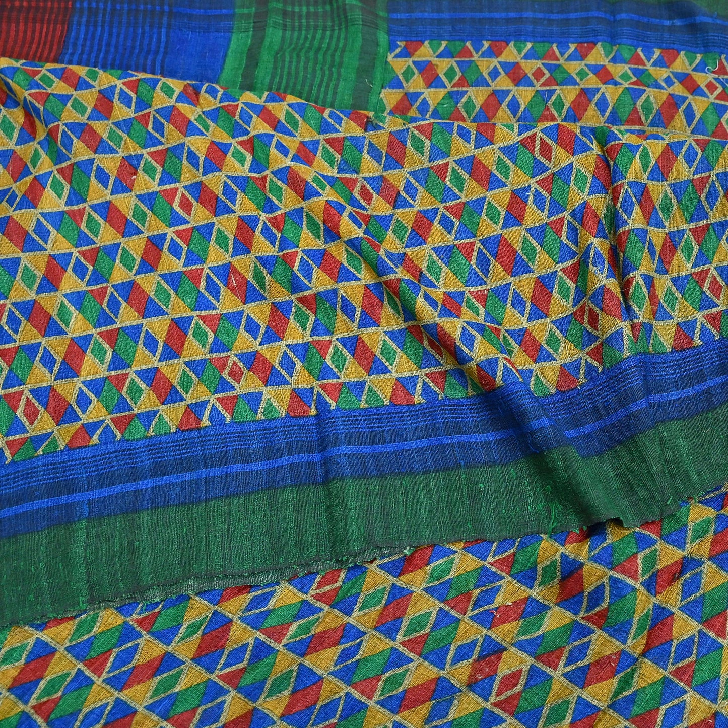 Indian Vintage Multi Saree Pure Khadi Silk Handloom Printed Sari Fabric 5yd Ethnic Wear Sari Floral Designs Dress making Crafting