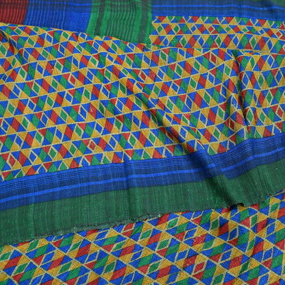 Indian Vintage Multi Saree Pure Khadi Silk Handloom Printed Sari Fabric 5yd Ethnic Wear Sari Floral Designs Dress making Crafting