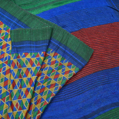 Indian Vintage Multi Saree Pure Khadi Silk Handloom Printed Sari Fabric 5yd Ethnic Wear Sari Floral Designs Dress making Crafting