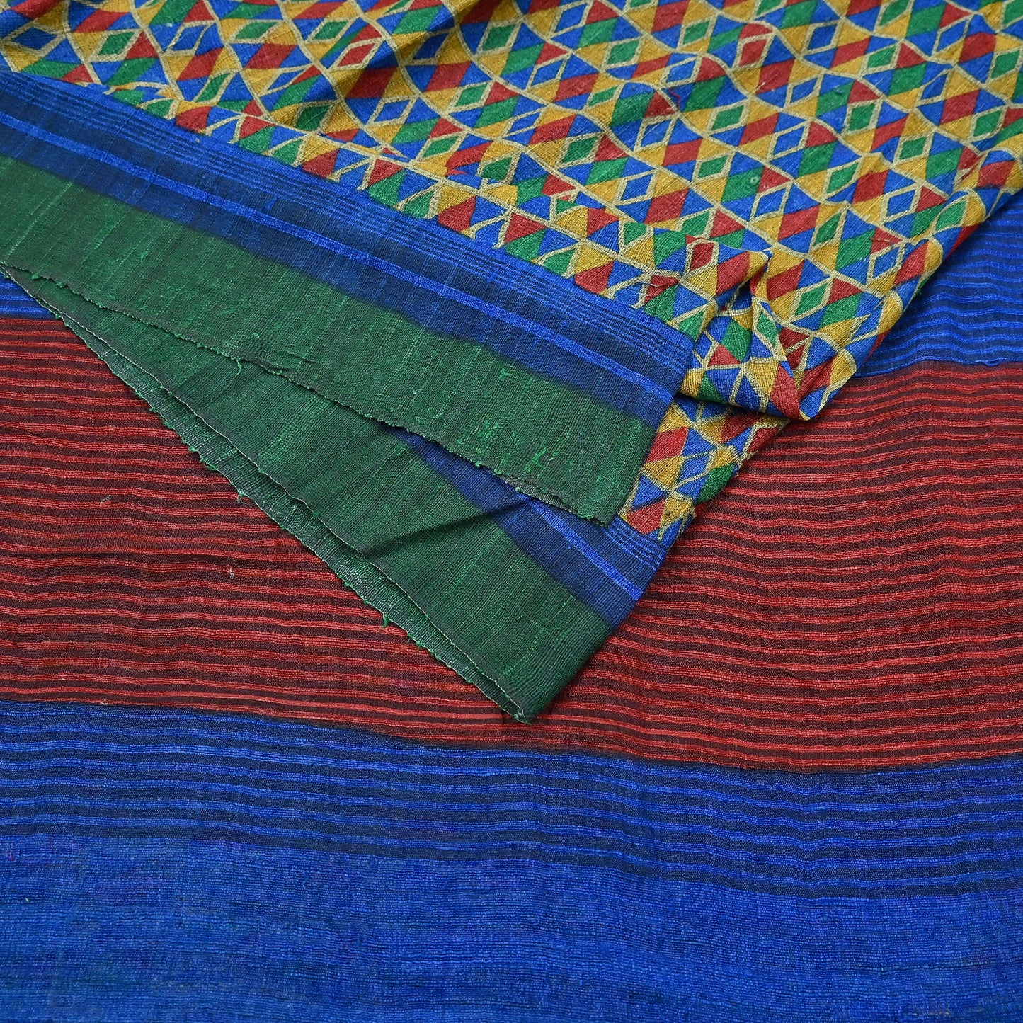 Indian Vintage Multi Saree Pure Khadi Silk Handloom Printed Sari Fabric 5yd Ethnic Wear Sari Floral Designs Dress making Crafting