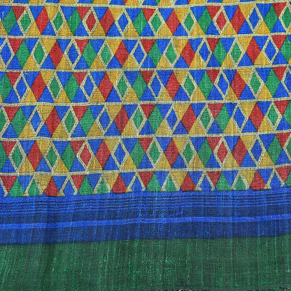 Indian Vintage Multi Saree Pure Khadi Silk Handloom Printed Sari Fabric 5yd Ethnic Wear Sari Floral Designs Dress making Crafting