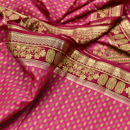 Indian Vintage Sari Pink & red 100% Pure Silk Painted/Printed Sarees Fabric 5yard Sewing Craft Fabric DressMaking  Soft Wrap