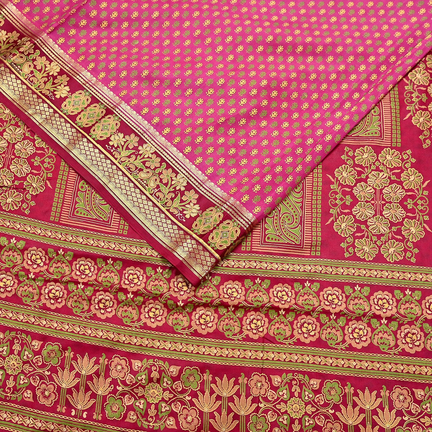 Indian Vintage Sari Pink & red 100% Pure Silk Painted/Printed Sarees Fabric 5yard Sewing Craft Fabric DressMaking  Soft Wrap