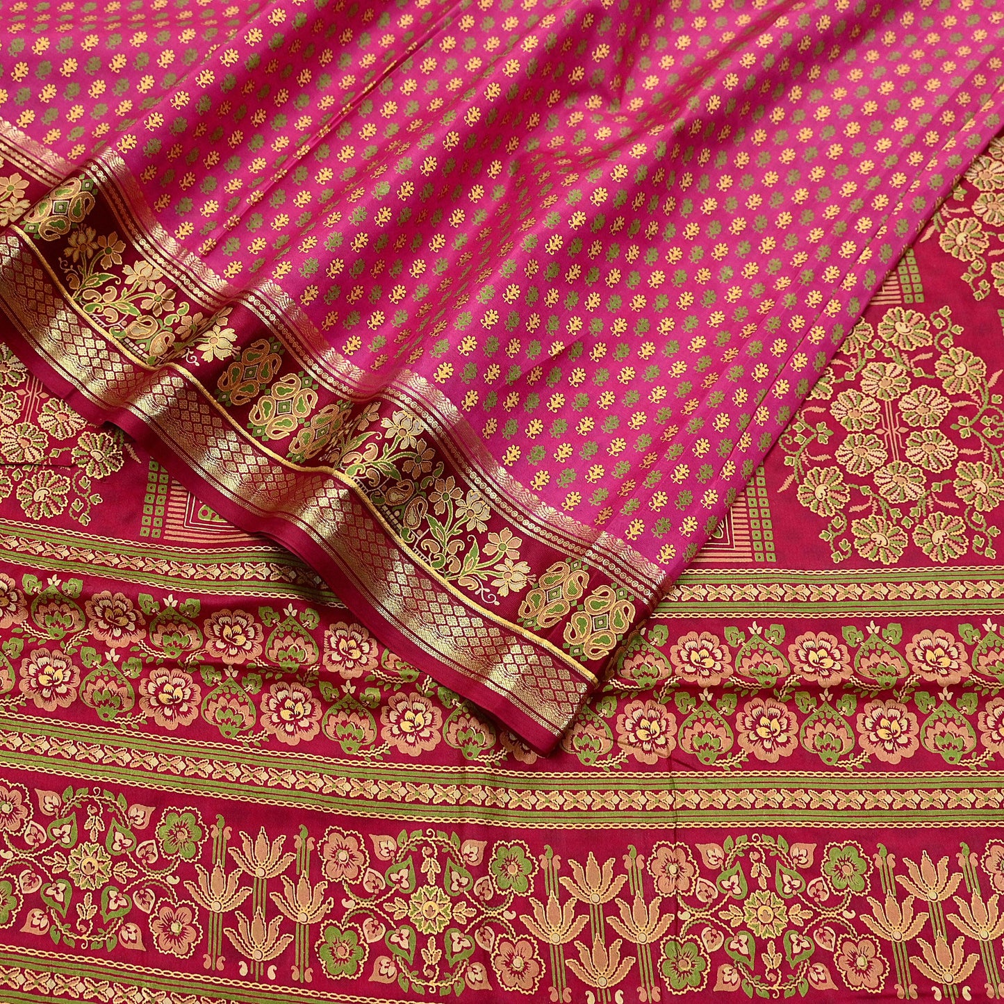 Indian Vintage Sari Pink & red 100% Pure Silk Painted/Printed Sarees Fabric 5yard Sewing Craft Fabric DressMaking  Soft Wrap