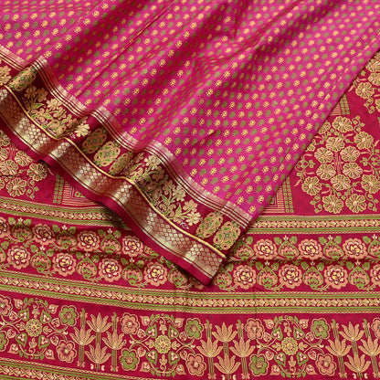 Indian Vintage Sari Pink & red 100% Pure Silk Painted/Printed Sarees Fabric 5yard Sewing Craft Fabric DressMaking  Soft Wrap