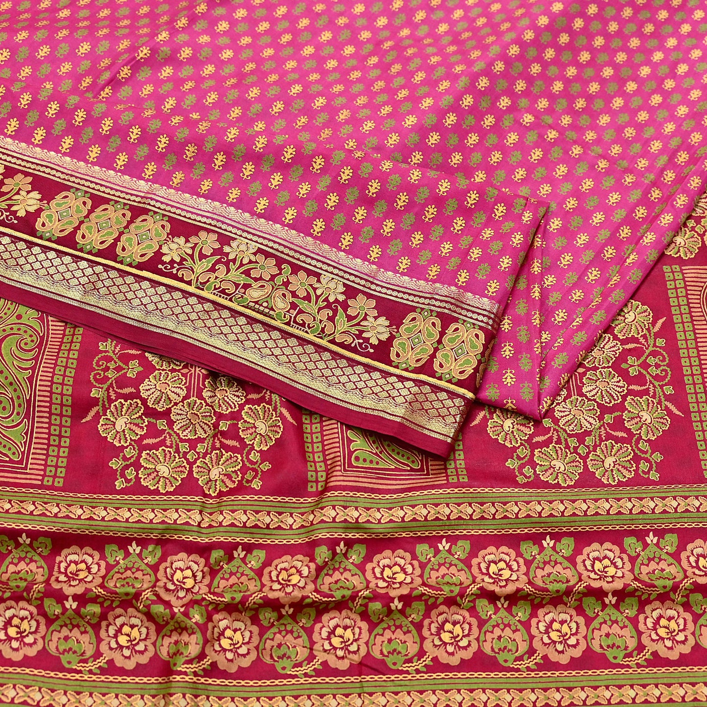Indian Vintage Sari Pink & red 100% Pure Silk Painted/Printed Sarees Fabric 5yard Sewing Craft Fabric DressMaking  Soft Wrap
