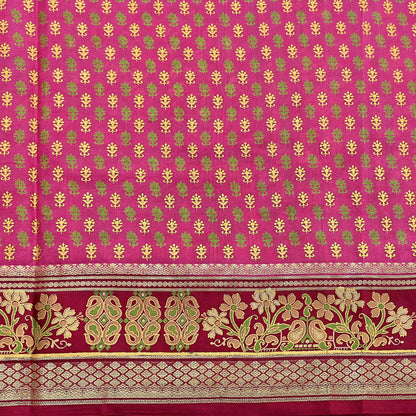 Indian Vintage Sari Pink & red 100% Pure Silk Painted/Printed Sarees Fabric 5yard Sewing Craft Fabric DressMaking  Soft Wrap