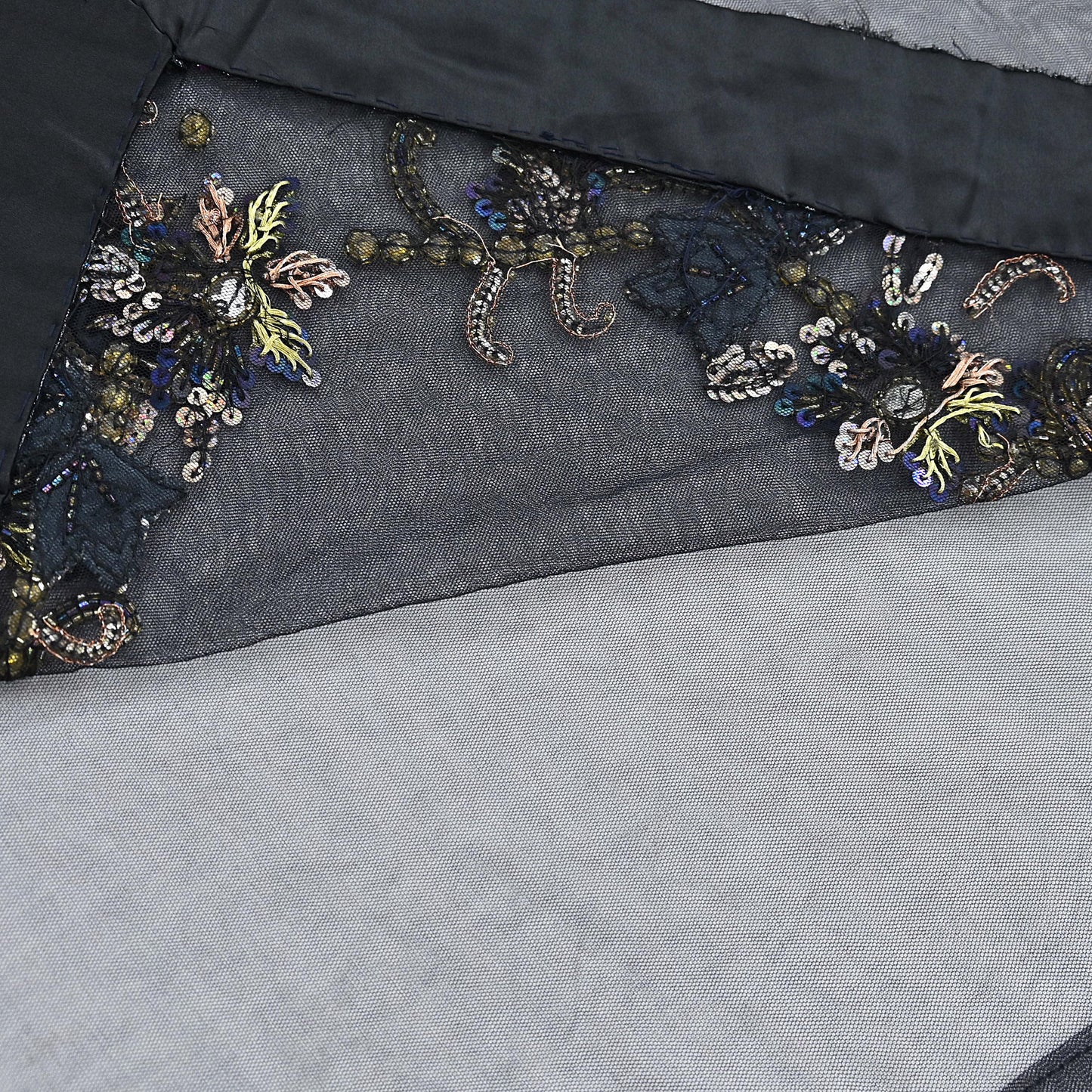Indian Heavy Sari Black Net/Mesh Hand Embroidered Sarees Craft Fabric 6Yd Sewing Soft Zardozi Wedding sarees