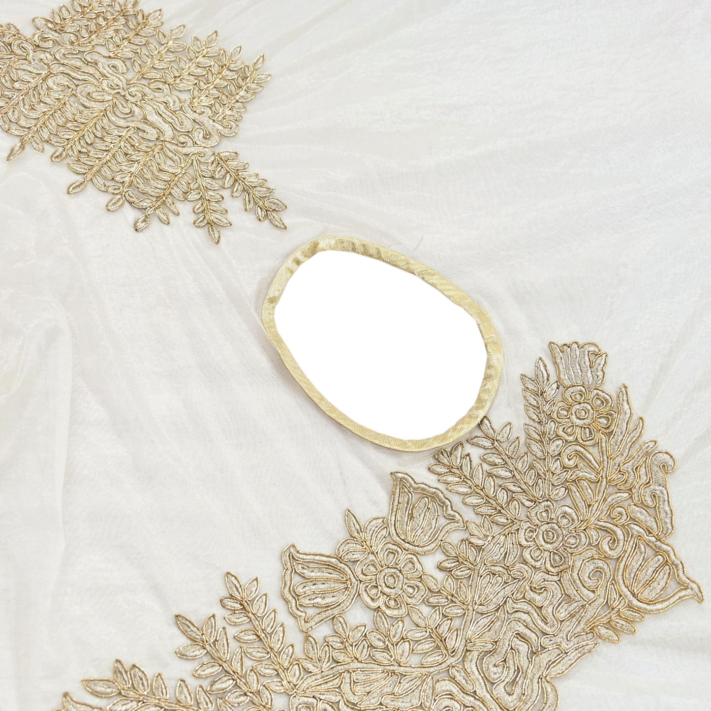 Indian White Net Kaftan Hand Embroidered Zardozi Dabka Work Pre-Owned Kaftan Dress Luxury Ethnic Wear Free size