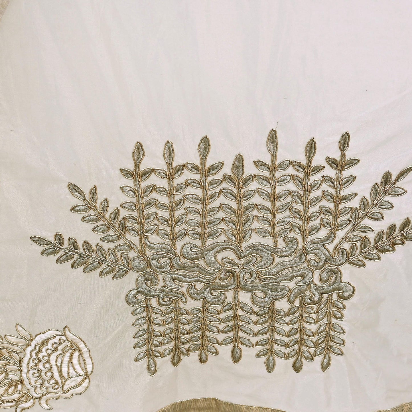 Indian White Net Kaftan Hand Embroidered Zardozi Dabka Work Pre-Owned Kaftan Dress Luxury Ethnic Wear Free size