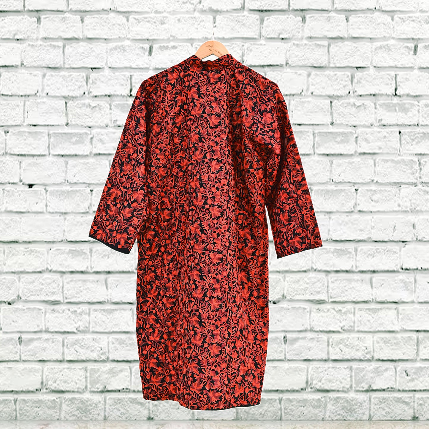 Indian Vintage Black Embroidered Kashmiri Coat, Aari Embroidery, Pure Woolen Coat, Boho Jacket For Both Women/Men Indian Coat