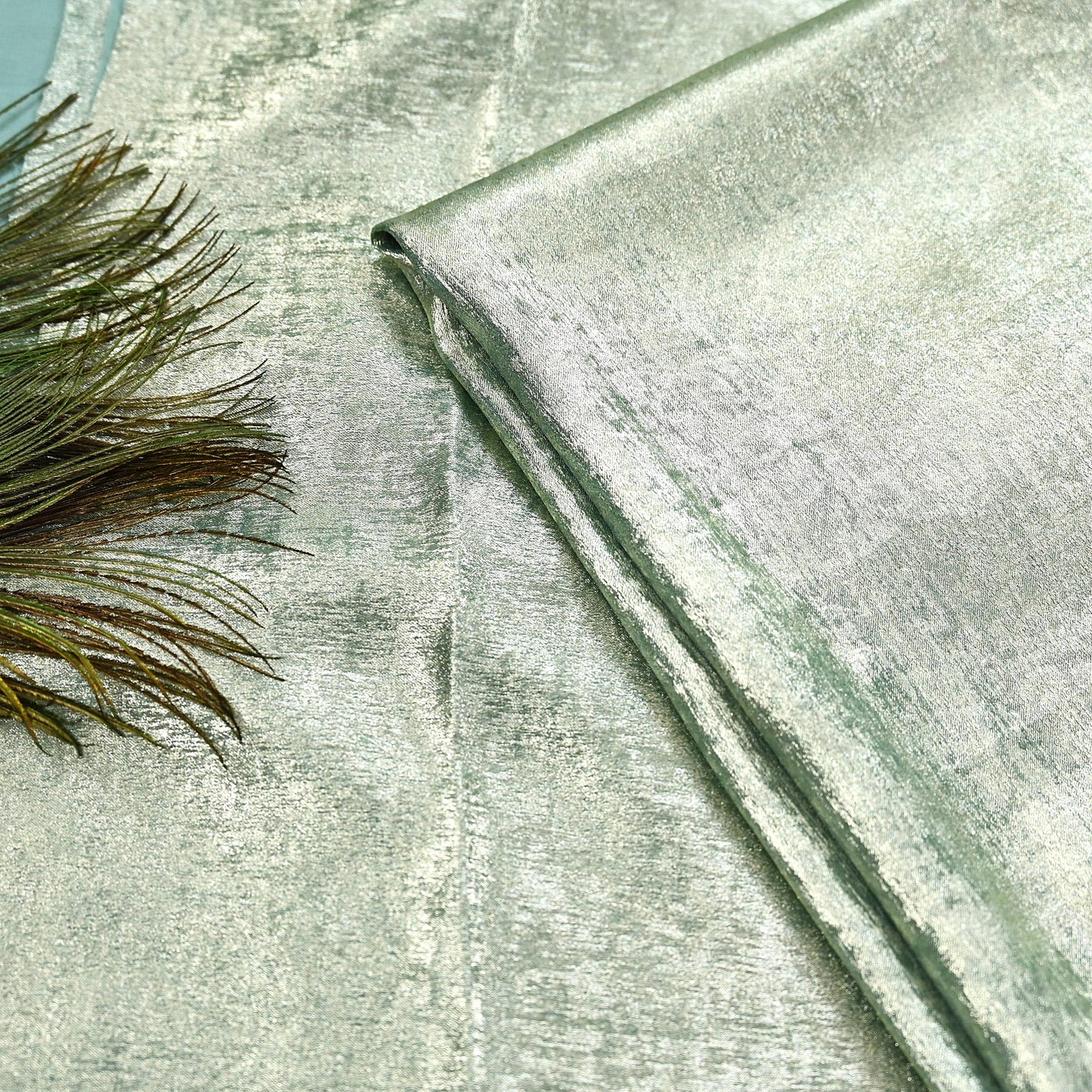 Indian New Golden Sage Green Georgette shimmeri Design Fabric Crafting Quilting Dress making Crafting soft 5yards