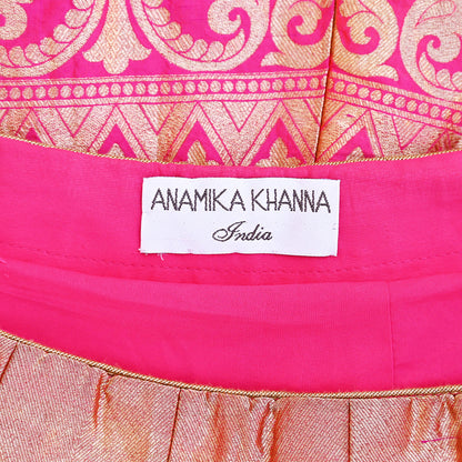 Indian Heavy Wedding pink & orannge Pure Silk Hand Embroidered banarasi Lehenga/Skirt Designer By Manish Malhotra Bridal Wear Zardozi