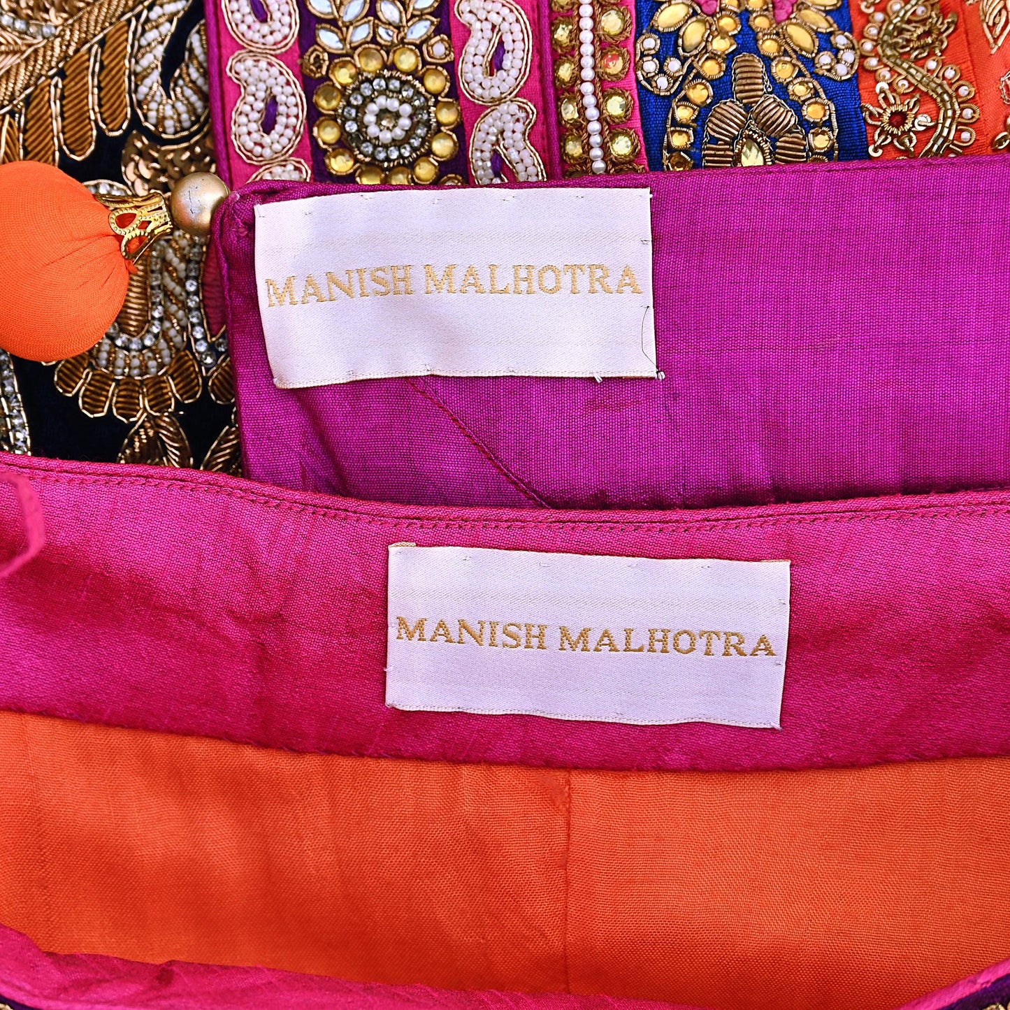 Indian Heavy Wedding Orange pink Net Hand Embroidered Lehenga 2pcs Set Designer By Manish Malhotra Party Wear