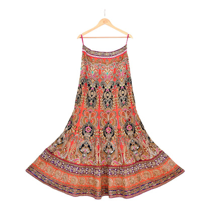 Indian Heavy Wedding Orange pink Net Hand Embroidered Lehenga 2pcs Set Designer By Manish Malhotra Party Wear