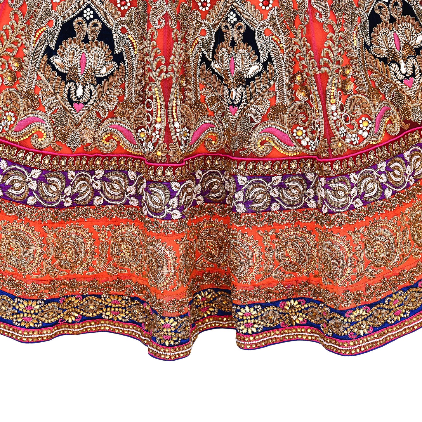 Indian Heavy Wedding Orange pink Net Hand Embroidered Lehenga 2pcs Set Designer By Manish Malhotra Party Wear