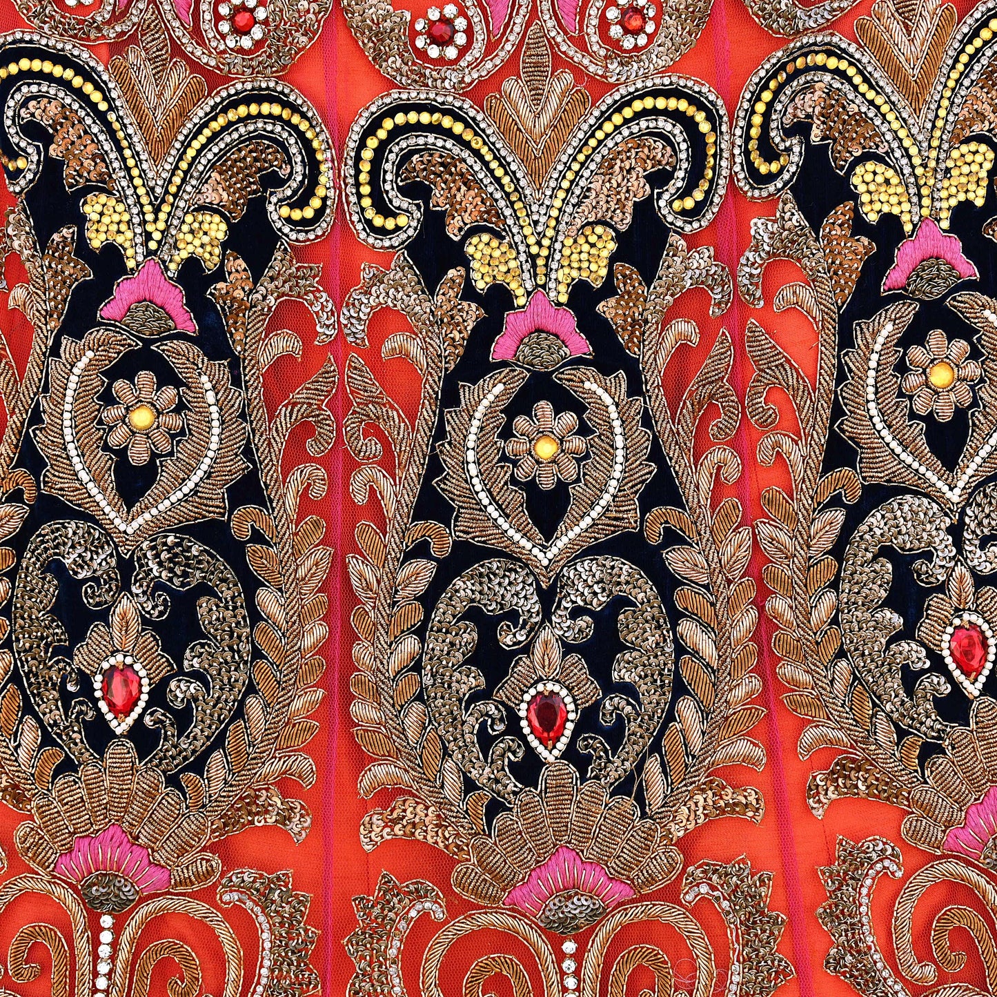 Indian Heavy Wedding Orange pink Net Hand Embroidered Lehenga 2pcs Set Designer By Manish Malhotra Party Wear