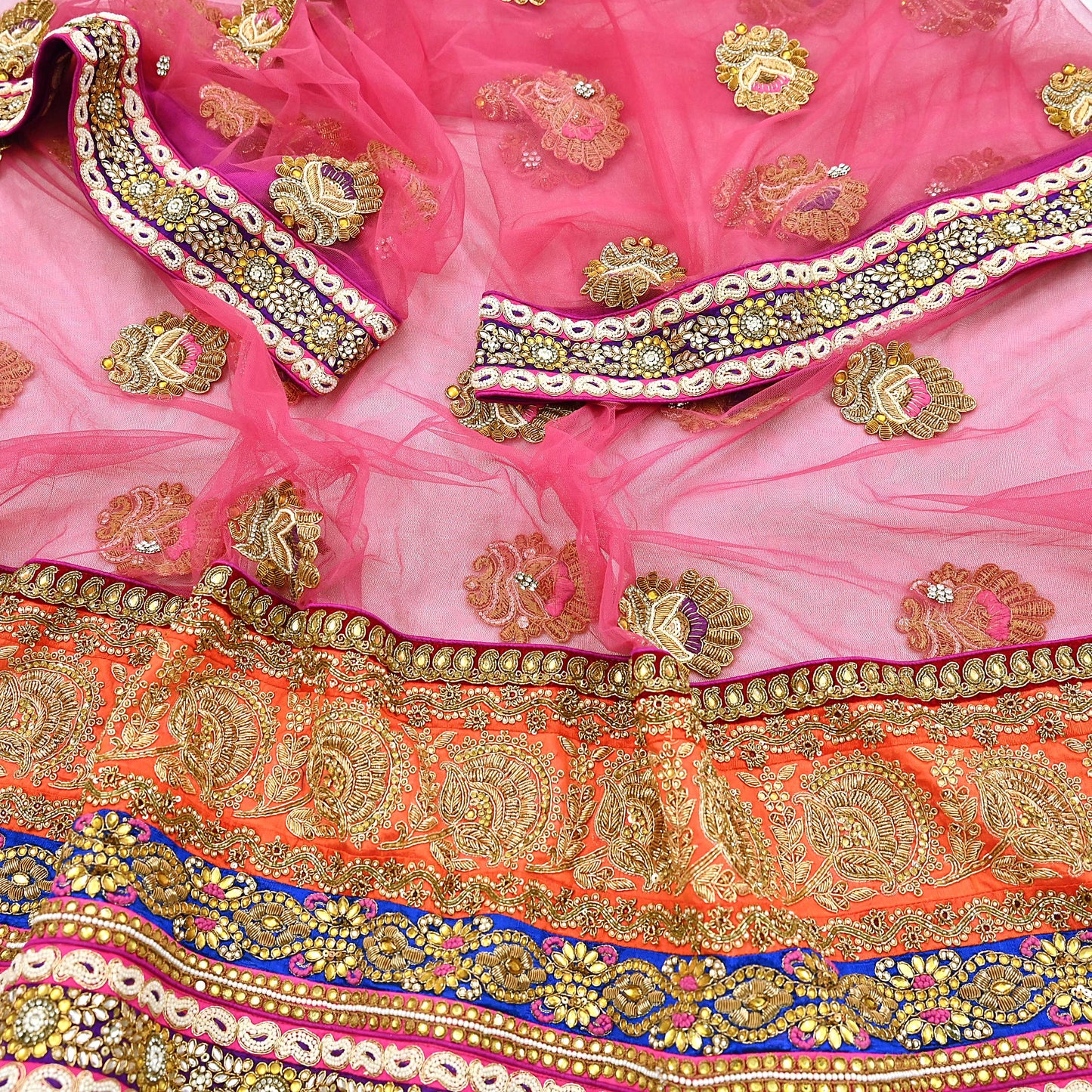 Indian Vintage Heavy Wedding pink Net/Mesh/ Velvet Hand Embroidered Dupatta Designer By Manish Malhotra Bridal Wear Zardozi Veil Hijab