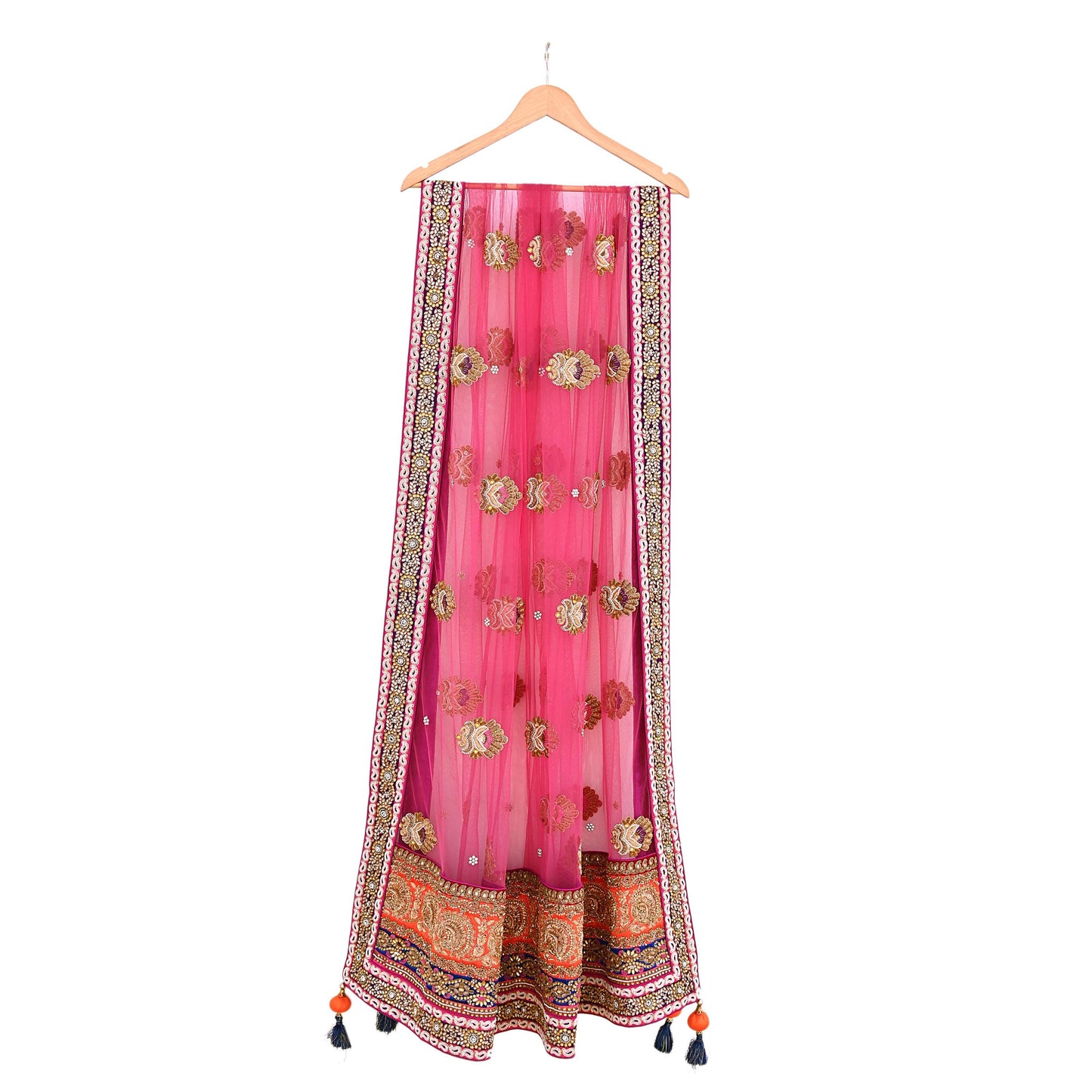 Indian Vintage Heavy Wedding pink Net/Mesh/ Velvet Hand Embroidered Dupatta Designer By Manish Malhotra Bridal Wear Zardozi Veil Hijab